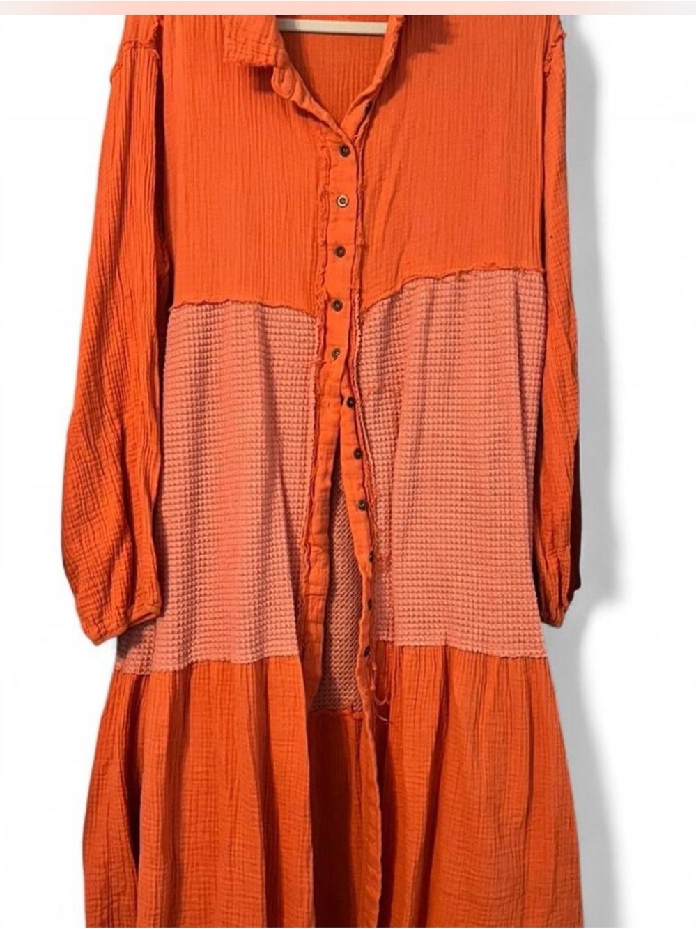 POL Orange Linen-Blend Top/Midi dress